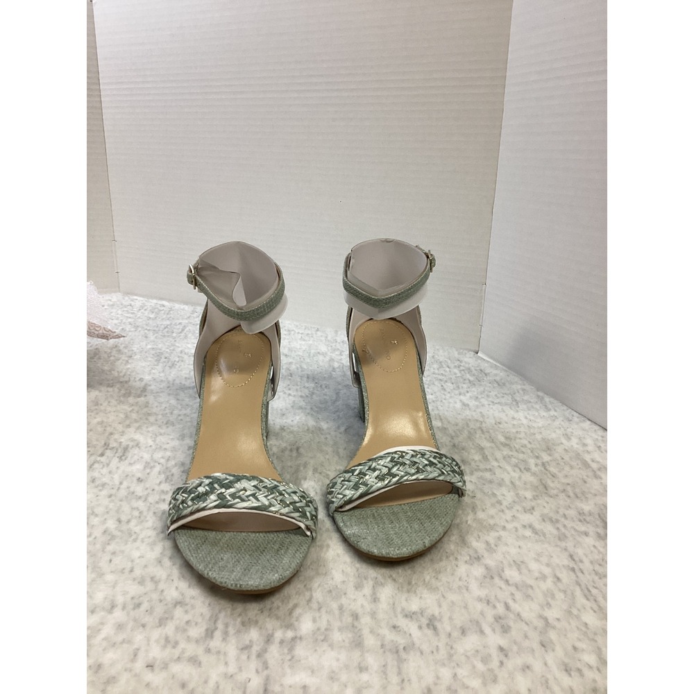 Bandolino Armory2 Light Green Woven Braided Ankle Strap Block‎ Heel Sandals 11 M